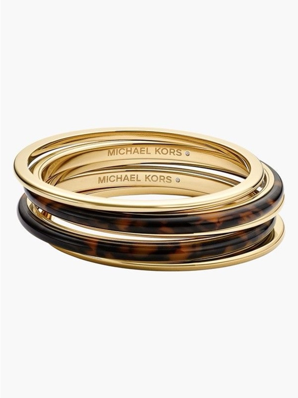Michael Kors Gold and Tortoise Shell Stacked Bangle Set